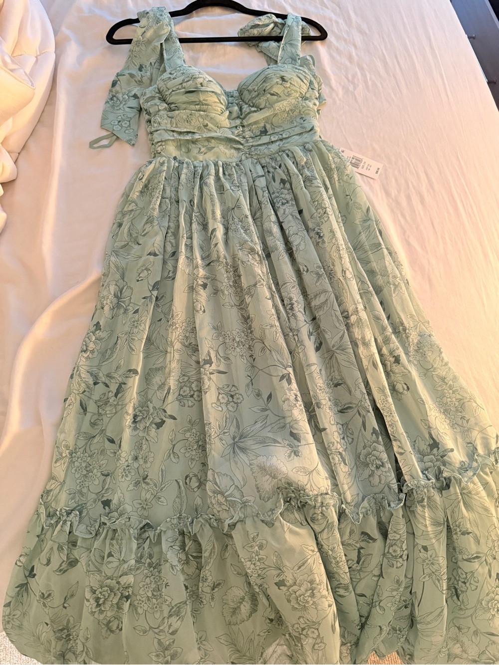 B Darlin Mint Floral Chiffon Ruffle Dress S NWT